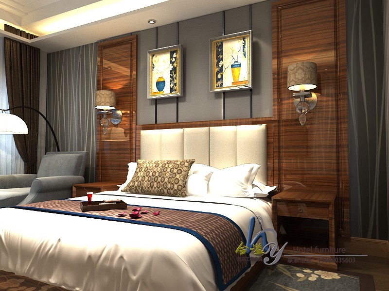 Tùy chỉnh bốn hoặc năm sao khách sạn ánh sáng piano sơn phòng tiêu chuẩn đơn bộ đầy đủ tủ TV bàn nội thất khách sạn - Nội thất khách sạn tủ sắt quần áo