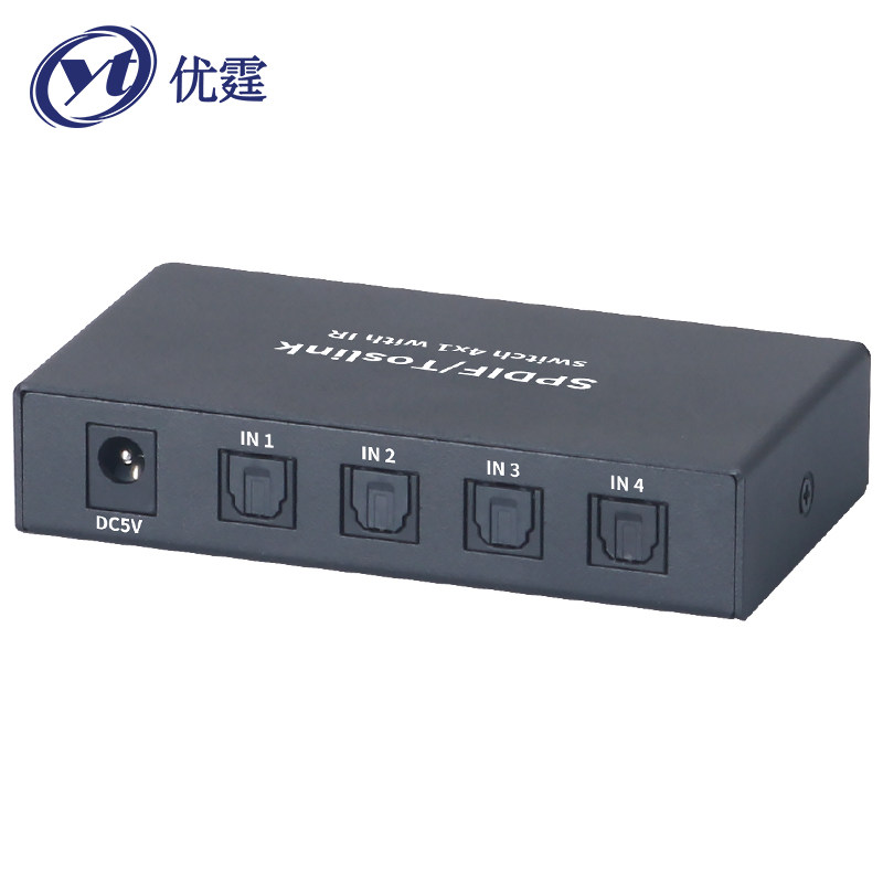 Youting digital optical fiber audio switcher four in one out 4 TV Blu-ray set-top box DVD shared audio