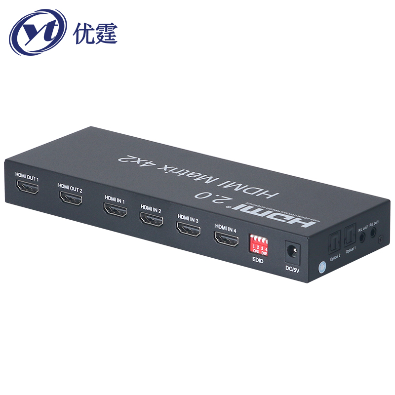 Uber HDMI2 0 Matrix Four-in-two-out 4K60HZHDR Audio Separation of Two Fiber 3 5 Audio Sync