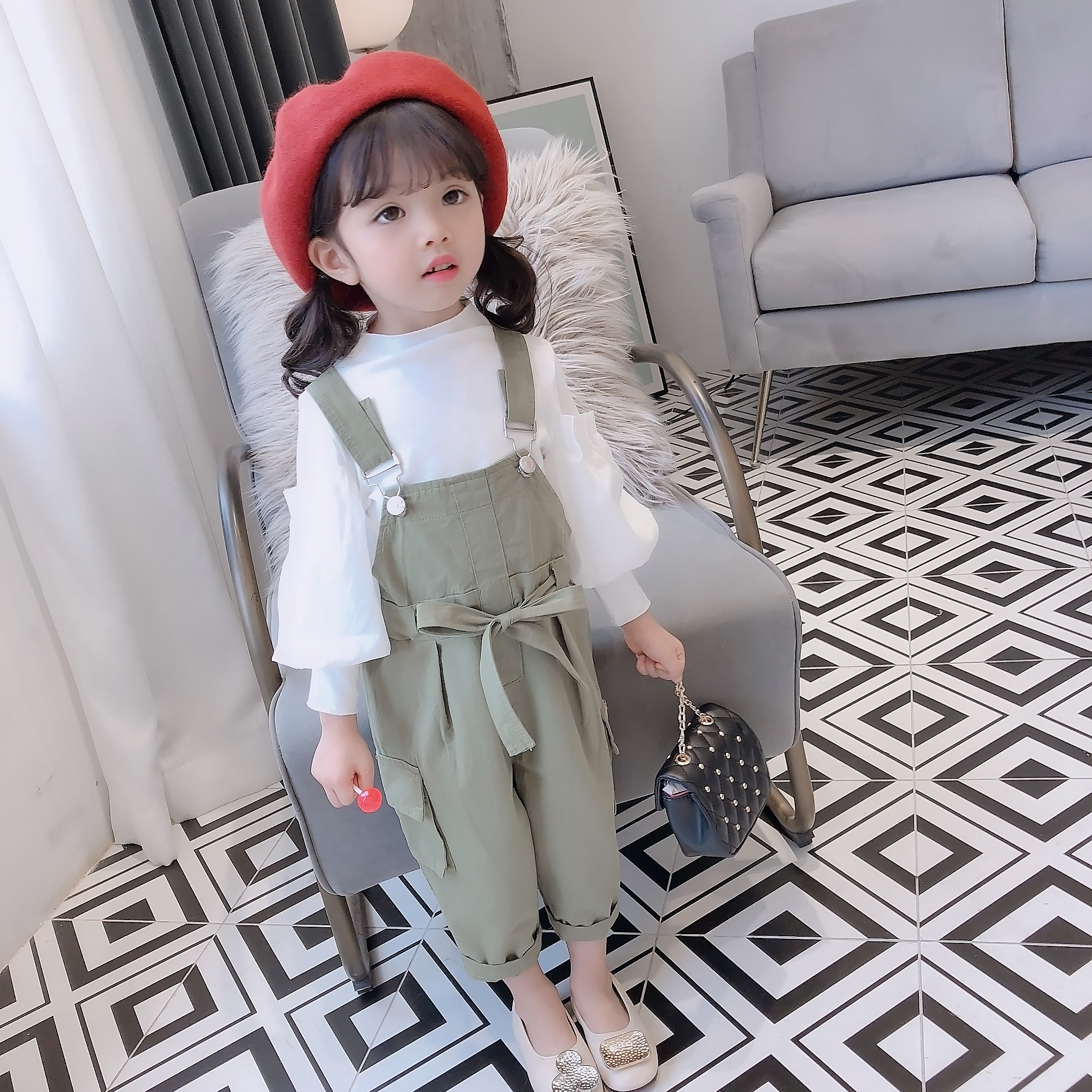 Girls' foreign style suit skirt baby autumn clothes children's overalls two-piece set net red girls' clothes girls fashionable clothes