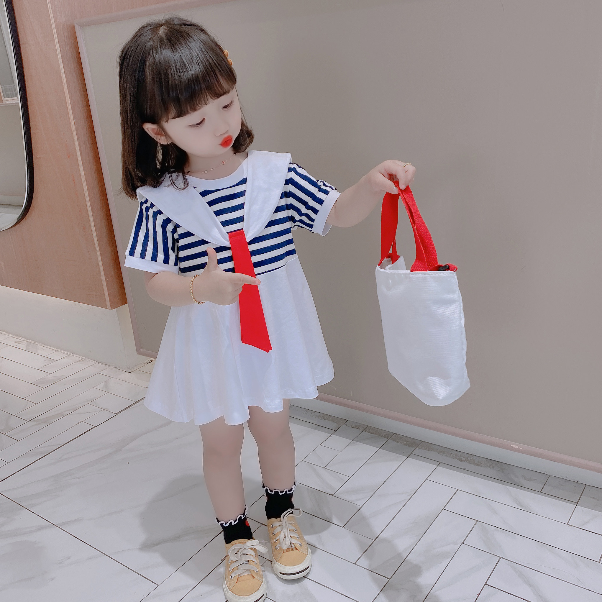 Baby Navy dress 1 year old child sends 2 girls summer dress 3 baby children 4 baby children summer princess dress