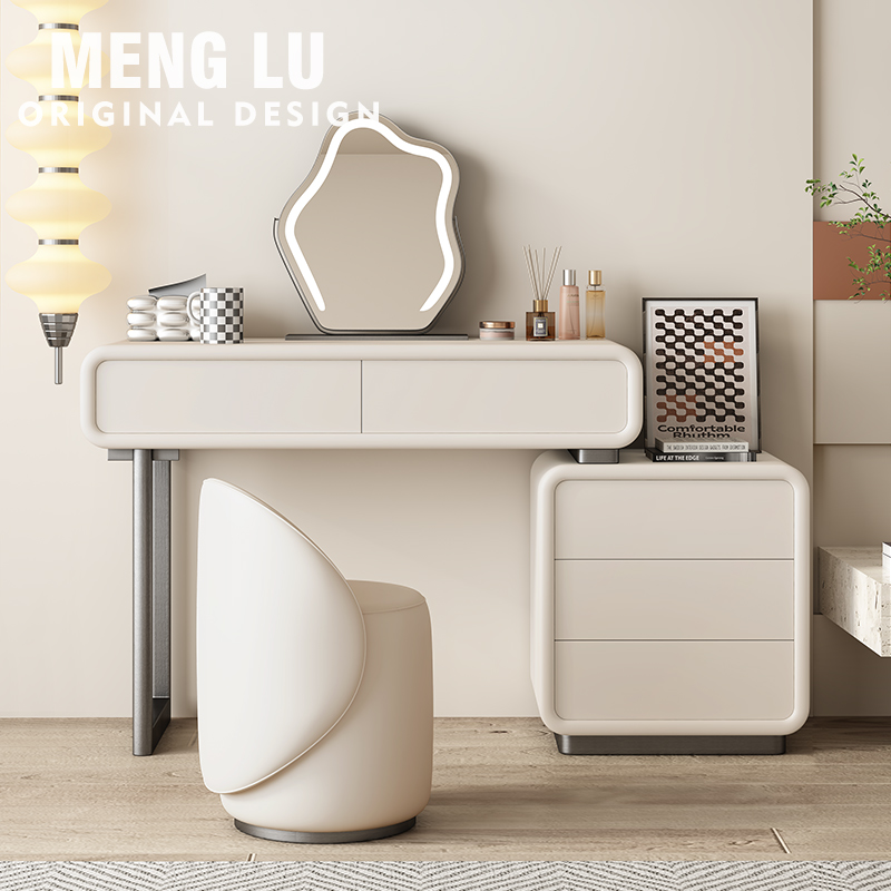 Dream Deer Method Minimalist Cream Wind Dresser Dresser bedroom Small family Type solid wood Makeup Table Advanced Sense Containing Cabinet-Taobao