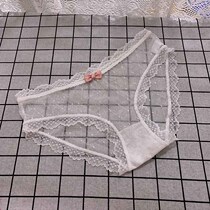 Transparent Ice Silk Briefs Female Cute Teenage Girl Butterfly Knot Day Lace Mesh Veil Low Waist Sexy Seductive Ultra Slim