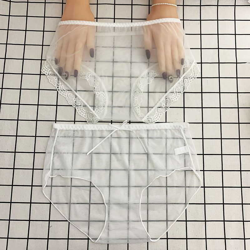 Soft and Comfortable Mesh Sexy Underwear for Women, Transparent Ultra-Thin Lace Trim, Fully Transparent Mid-Waist, Plus Size Fat m