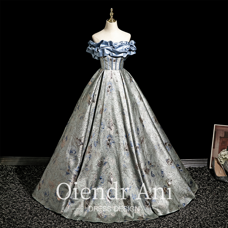 Oiedrani Blue Art Exam Graduation Coming-Of-Age Ceremony Light Evening Dress for Girls 18-Year-Old Female High School Student Host