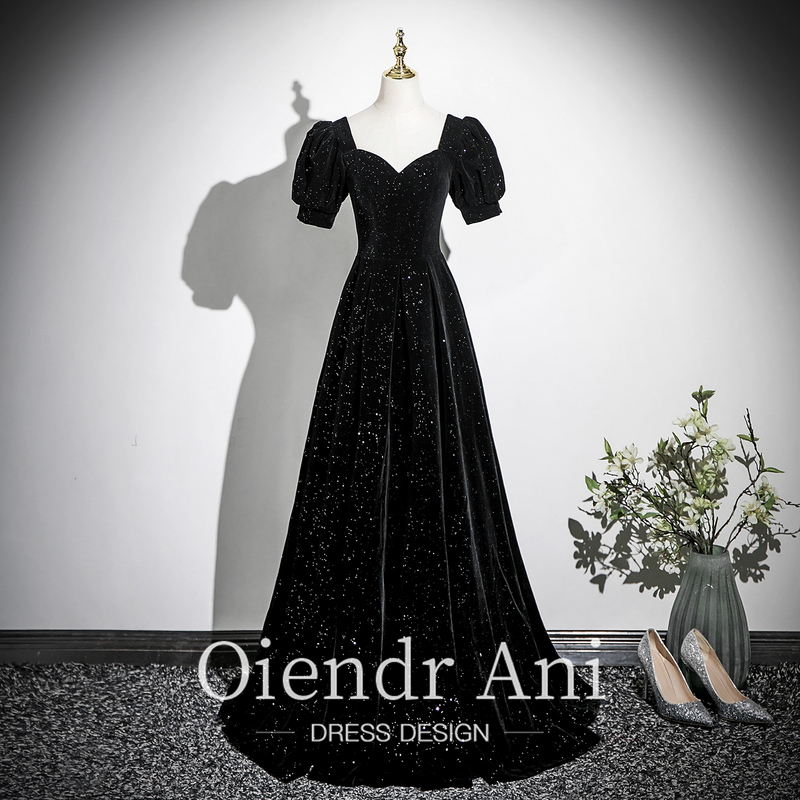 Oiendran Black Vocal Performance Exam Conductor Dress Annual Meeting Host Choir Performance Dress Women's Evening Dress
