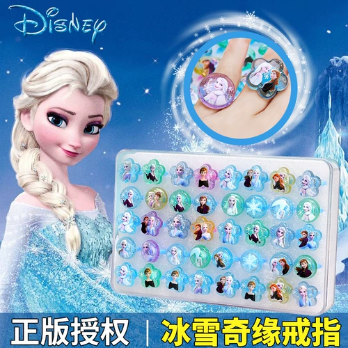 Детское бриллиантовое кольцо, игрушка для принцессы, мультяшная коробочка для хранения, с драгоценным камнем, «Холодное сердце»