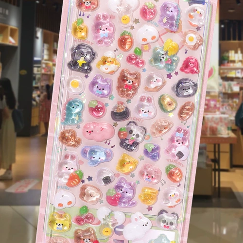 Мультяшная трехмерная детская акриловая наклейка, игрушка, чехол для телефона, наклейки, в 3d формате, с драгоценным камнем