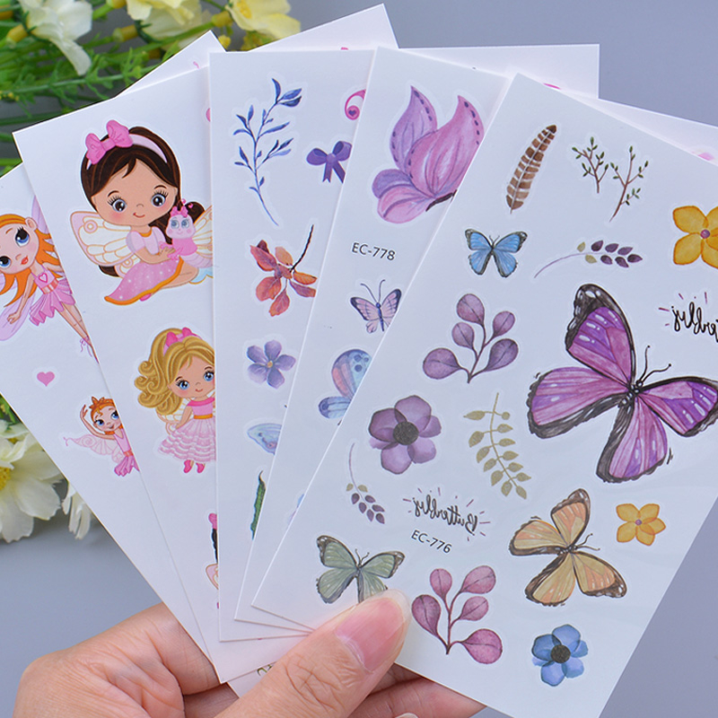 Tattoo Sticker Children Princess Girl Water Stickers Safe Non-toxic Washable Baby Cartoon Watches Watermarked with small stickup