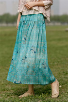 Original Design Pure Ramie loose 2021 summer new high waist skirt loose lace-up cool summer skirt