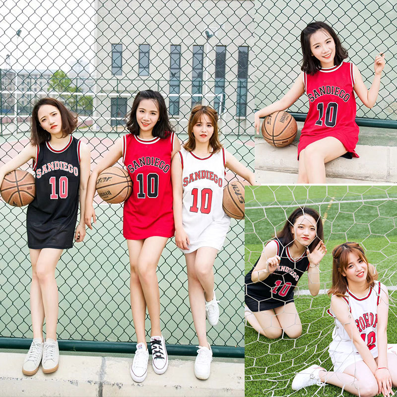 Summer Korean Style Mesh Tank Top Sleeveless Women's Loose Digital Jersey Bf Style Mid-Length Baseball Sleeveless T-Shirt Basketball Uniform