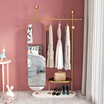 Nordic floor-to-ceiling full-length mirror Fitting full-length mirror Hanger Three-dimensional rotating storage coat rack Mirror one