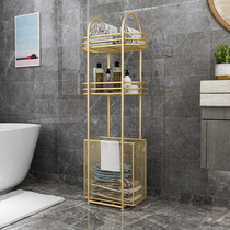 Nordic light luxury bathroom storage rack Bathroom storage rack Dirty clothes basket Toilet floor-to-ceiling small apartment storage rack