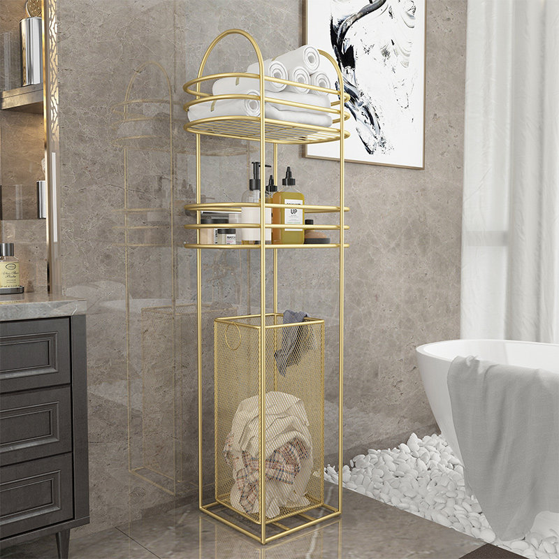 Nordic Light Lavish Bathroom With Shelves Floor Toilet Dirty Clothes Basket Containing Shelf Multilayer Storage Racks-Taobao