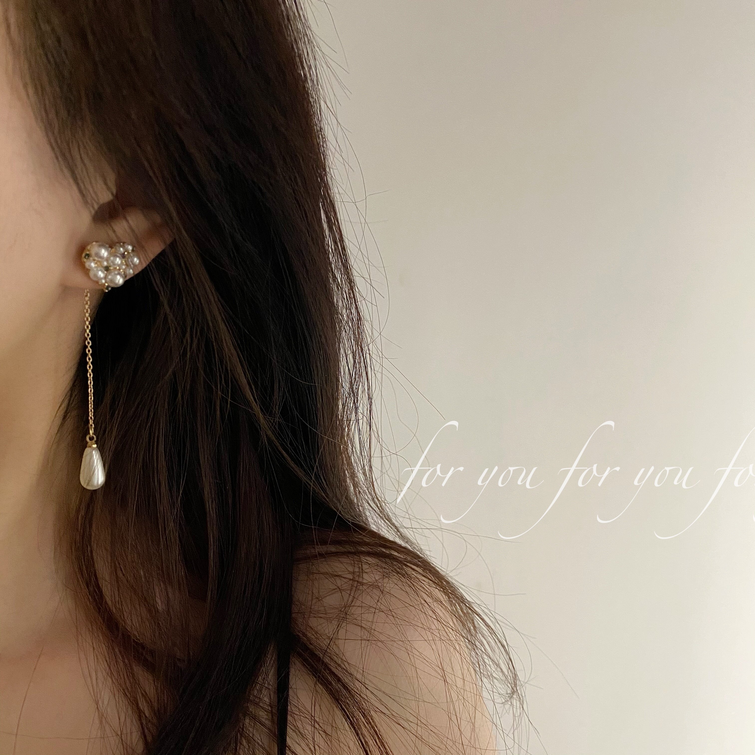 Pearl Loving Floral Ball Earrings Woman Temperament Long Version Super Fairy-style two-wear-free-ear-decorated with small crowned ears