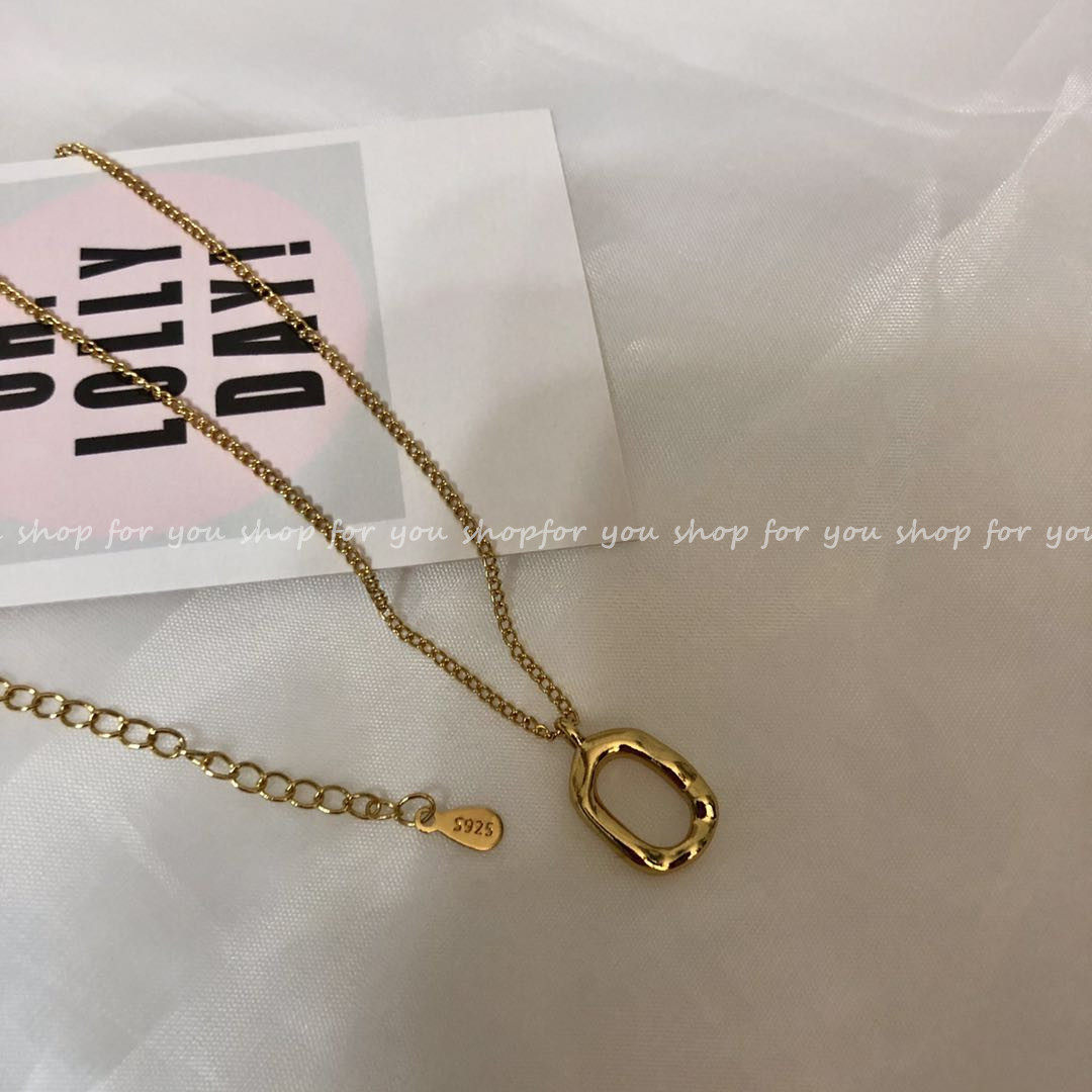 Special price doughnut, Japan-ROK silver plated necklace female lock bone chain small crowddesign fur coat chain minimalist Temperament Geometric Oval