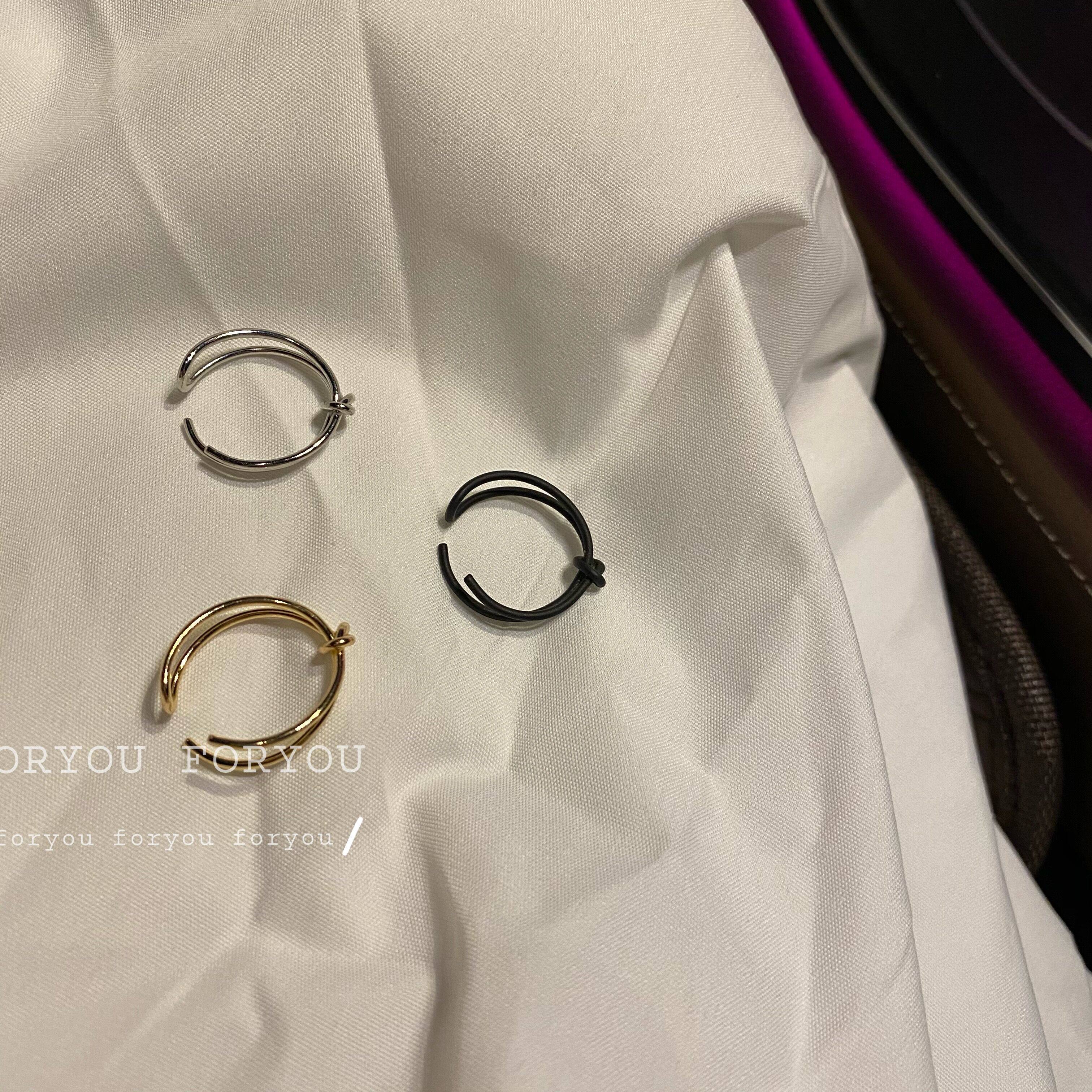 Black rings ins lukewarm and small crowd design feelings light extravagant, Japan-ROK knotted ring opening adjustable tail ring