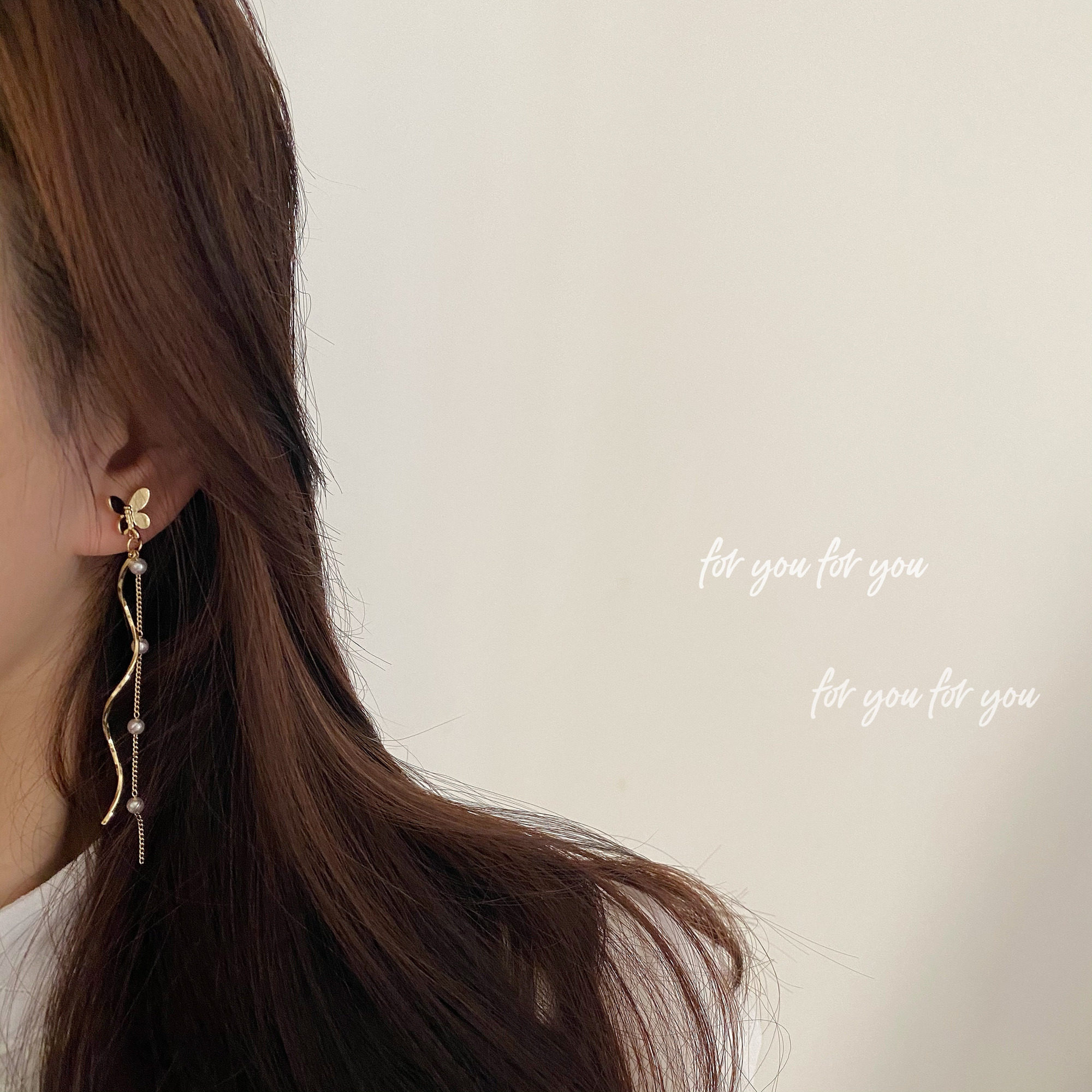 S925 Conspicuous Butterfly Earrings Woman Temperament Long Version FastSu Pearl Earrings Mesh Red Ear Accessories EAR CLIP