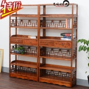 Tủ sách gỗ rắn Tủ sách Ming và Qing triều cổ điển khung trà cổ Bogu khung Elm hiển thị giá kệ đặc biệt lớp