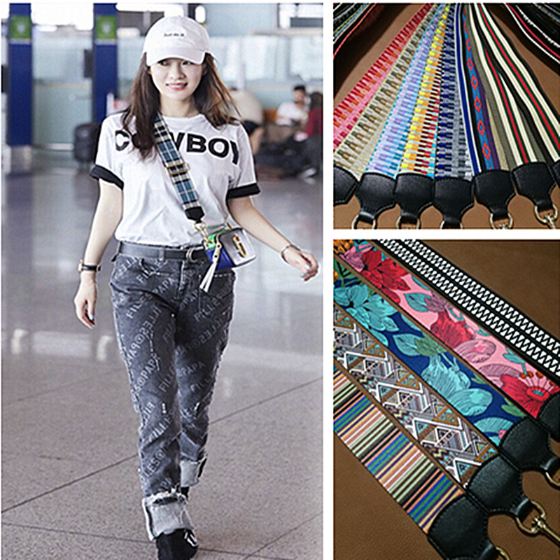 Color Bag Strap Wide Shoulder Strap Skew Cross National Wind Bag With Accessories Strap Replacement 100 Hitch Satchel Single Shoulder Bag Harness-Taobao