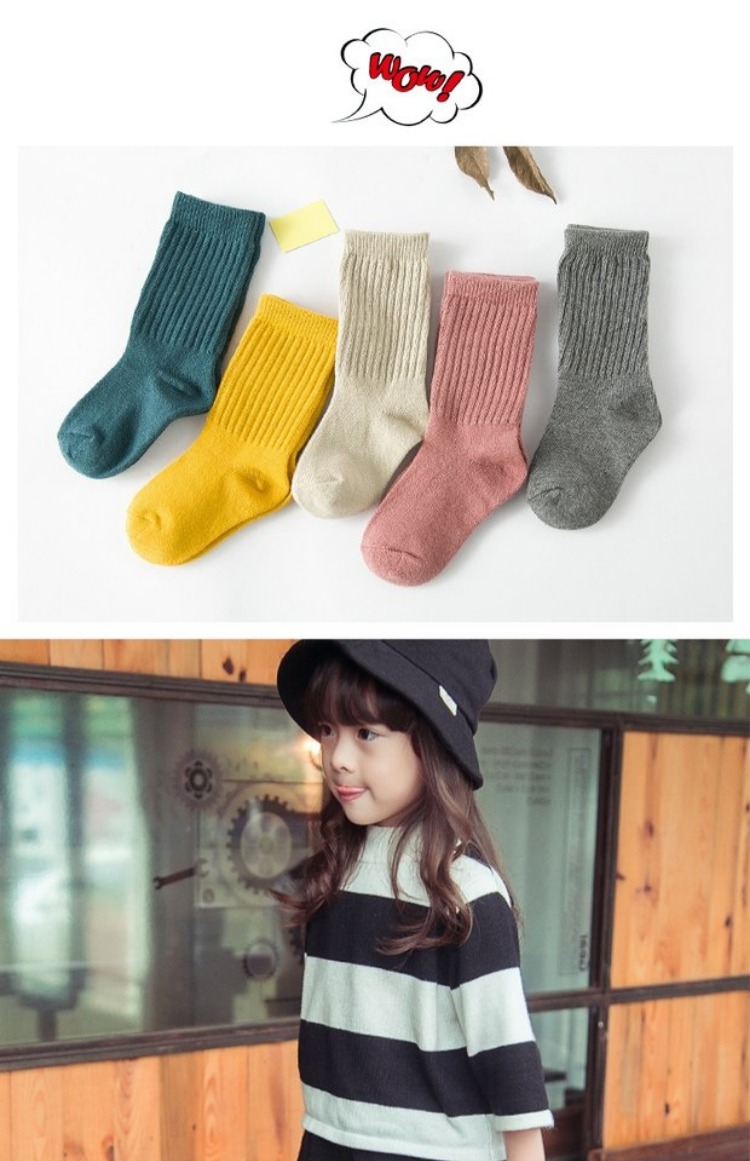 Vớ trẻ em cotton cô gái vớ cotton mùa xuân và mùa hè trẻ em học sinh vớ trong ống dài vớ trẻ em 1-3-5-7-9 tuổi giày tất cho bé