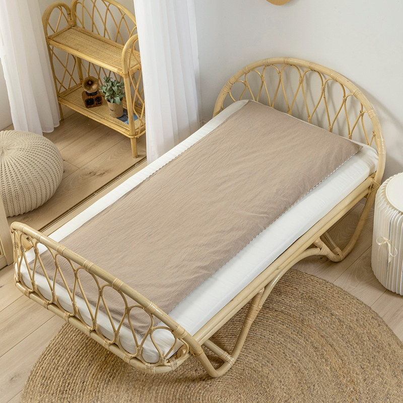 Pure cotton plain color single piece 60*135 bed cover baby kindergarten pure cotton washed cotton pure color belt zipper sheet