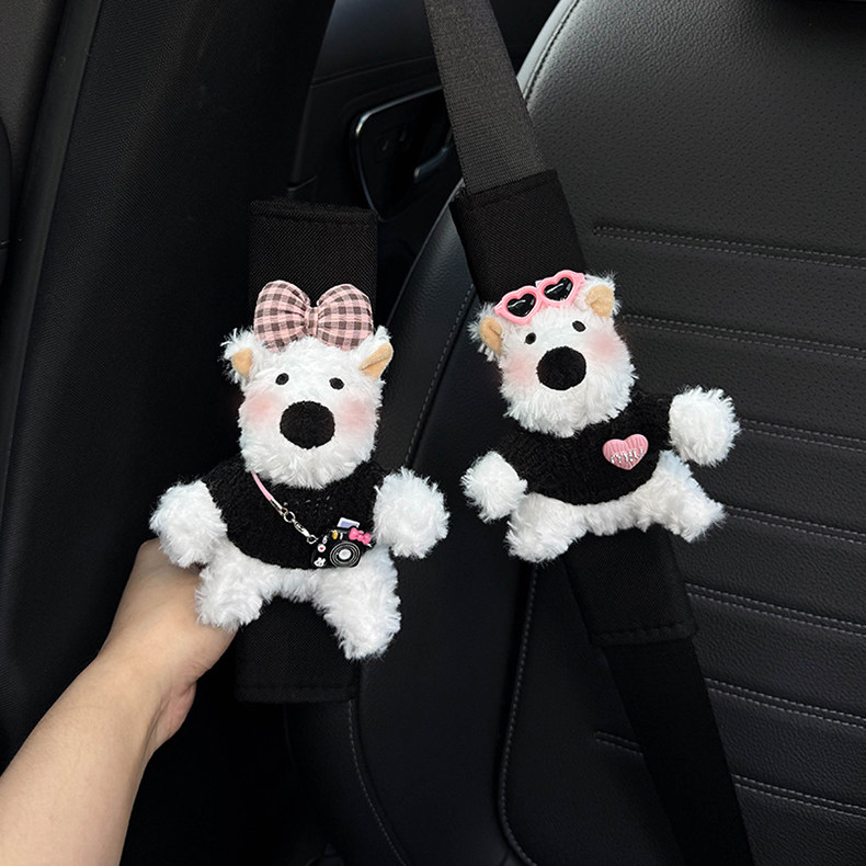 Car Seat Belt Shoulder Pads, Cute Protective Covers, Car Interior Accessories, Seat Belt Decoration, Anti-Collision Covers, West Highland Dolls for Women