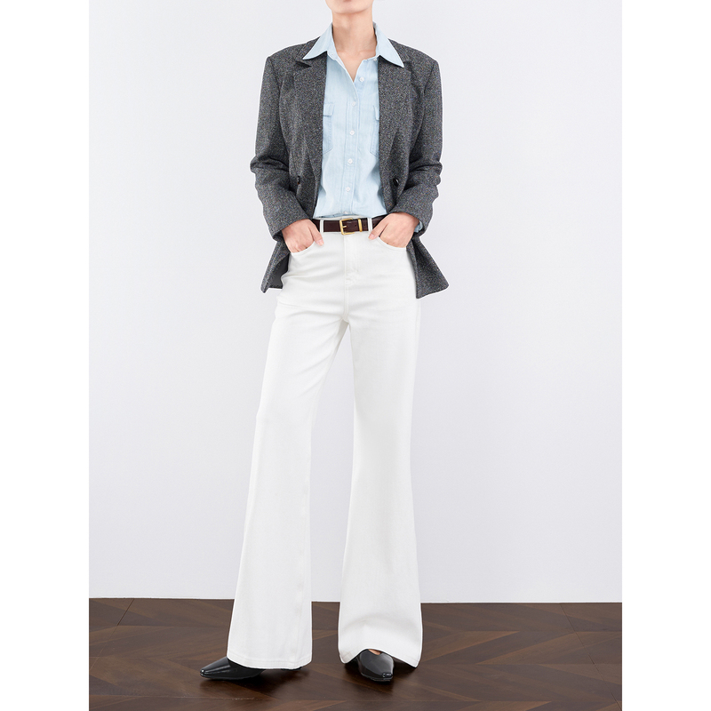 Zheye【King of Pants】High-Stretch White Jeans for Women, Spring Classic Straight-Leg Flared Pants, High-Waisted and Slimming