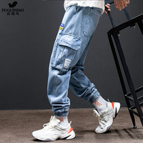 Rich and bird overalls jeans Mens summer 2021 New thick tattooing thin section 9 beamline Salt Ensemble Mens Day Pants