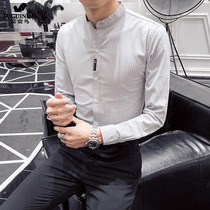 Fugui bird shirt male summer long sleeve breathable pendant sensations Type division Vertical Stripes Lukewarm Wind Superior Sensations