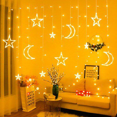 Girl's heart room layout hanging star lamp dormitory hanging bed moon lamp crescent moon net red small light bulb light string