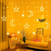Teenage Girl Hearts Room Arrangement Hanging up Stars Lamps Dorm Room Hanging Bed Moon Lights Meniscus Red Light Bulb String Lights