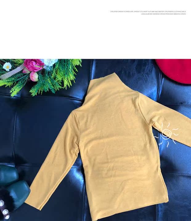 Mùa thu cô gái mới hoang dã mềm mại modal cotton nửa chiều cao cổ áo mỏng chạm đáy áo trẻ em áo thun dài tay ao thun be trai han quoc