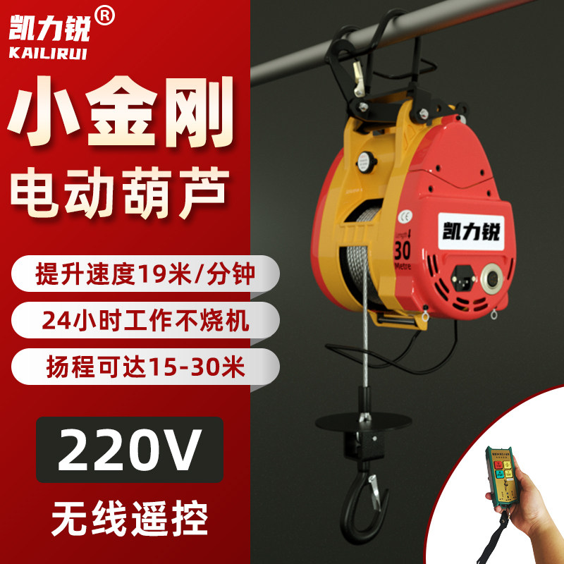 Small King Kong electric hoist 220V suspended wire rope miniature household small crane remote control portable hoist