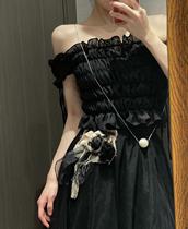 (A round and round pearl~) Internet celebrity’s same ins niche design cross-body pearl decorative chain