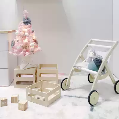 ins explosive original children's home wine toys simple wooden trolley shopping cart decoration with props