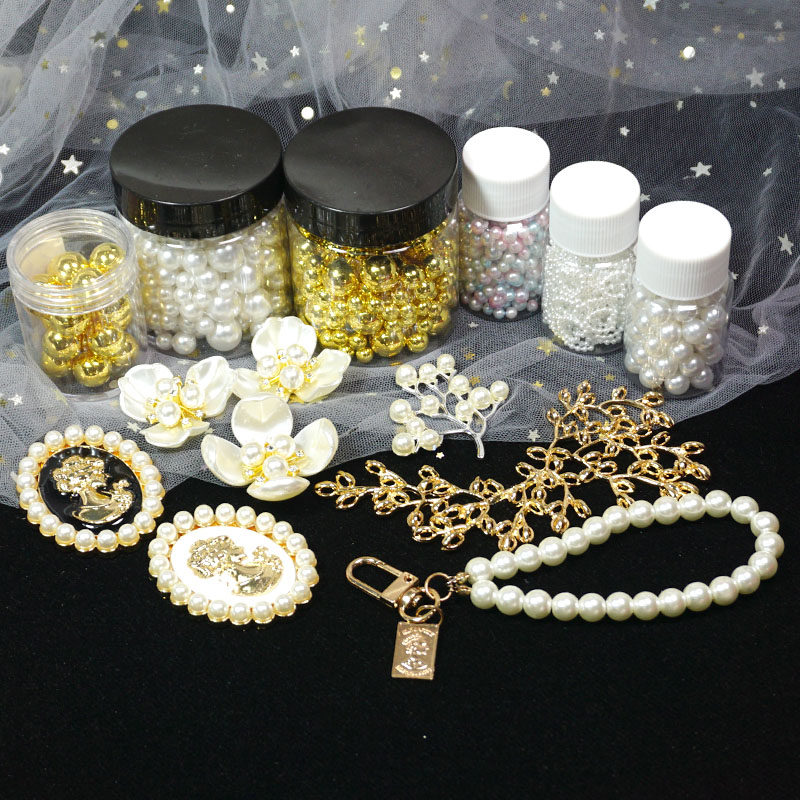More than colourful pearls Pearl Shake Homemade Diy Crystal Glue Material Cream Glued phone protective shell accessories Pearl necklace