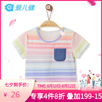 Aierjian childrens clothing 2021 summer new girls half-sleeved printed summer top medium and large virgin girl t-shirt