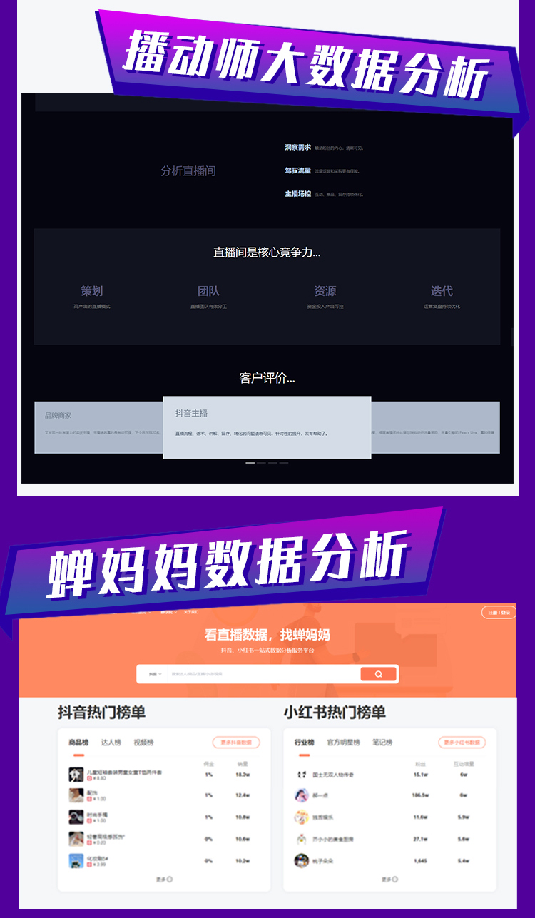抖查查、飞瓜、灰豚、考古加，手机直充