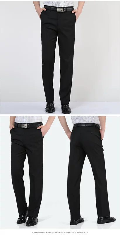 Mùa xuân và mùa thu mới màu đen xanh xám quần nam kinh doanh cao eo lỏng quần cộng với phân bón XL Tây quần dài