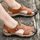 summer first-layer cowhide toe-cap sandals for men 2024 ເກີບຫາດຊາຍຫນັງແທ້ໃຫມ່ຂອງຜູ້ຊາຍ cowhide ເກີບກາງແຈ້ງທີ່ບໍ່ສະບາຍ