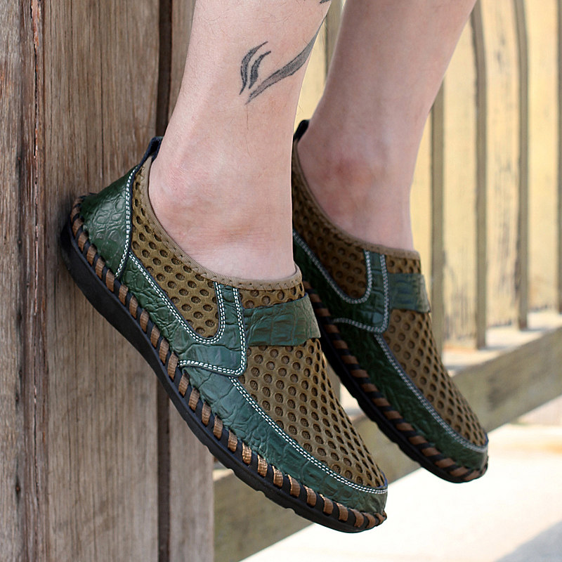 Broken code clearance specials summer men's breathable mesh casual shoes mesh outdoor sports hollowed out lazy shoes to pick up leaks