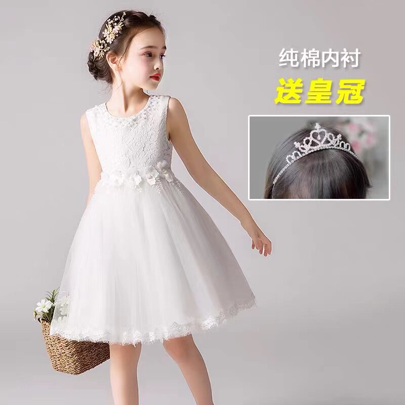 Girl's foreign dress for summer clothing Korean version of the web yarn fluffy dress dance performance small gown girl princess dresses