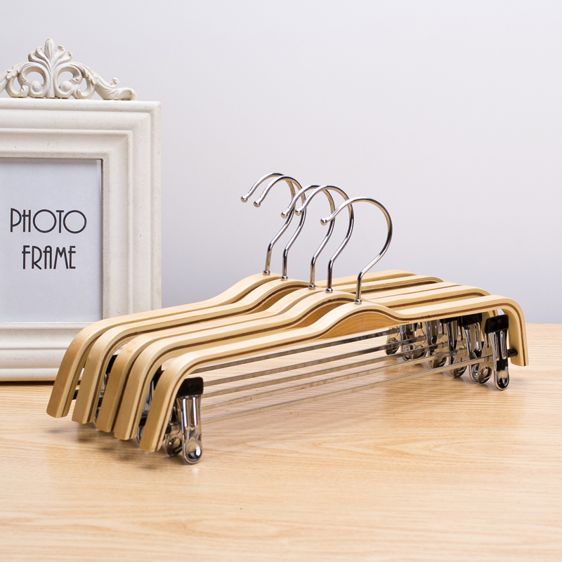 Environmentally friendly solid wood non-slip clothes hanger bamboo and wood plywood trousers rack brevity fashion provincial space wooden trousers clip pants corner stand