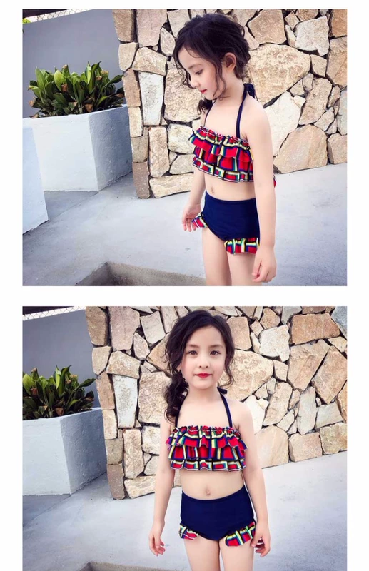 噜 Váy hè 2018 cho bé gái mới chia áo tắm cho bé gái bikini ba mảnh dễ thương