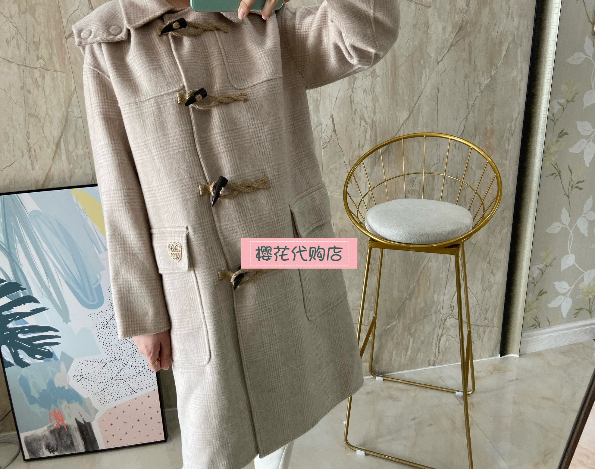 2019 mùa đông mới quý cô nhỏ tươi lỏng sừng khóa áo len giữa áo len dài hai mặt V10N - Áo len lót đôi