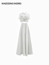 WAEDDING INGRID white pure desire wind pleated flower skirt suit 2304T018