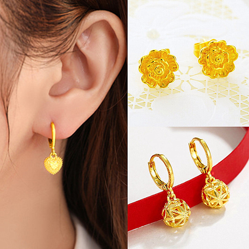 New 24K Gold Earrings, Women's Imitation Gold-Plated Silver Earrings, Ear Pendants, Ear Hoops, Gift for Mom or Girlfriend New 24K Gold Earrings, Women's Imitation Gold-Plated Silver Earrings, Ear Pendants, Ear Hoops, Gift for Mom or Girlfriend
