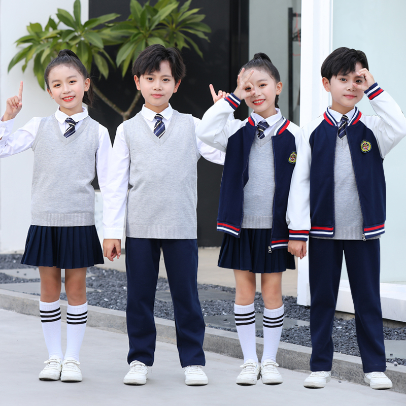 Kindergarten uniforms spring and autumn clothes primary and middle school students school uniforms, class uniforms, sports meeting suits, British style knitted fabrics