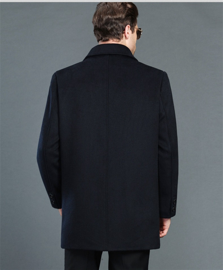 Pierre Cardin mùa thu và mùa đông trung niên áo khoác len nam dày cộng với áo khoác cashmere bằng nhung lỏng áo măng tô nam